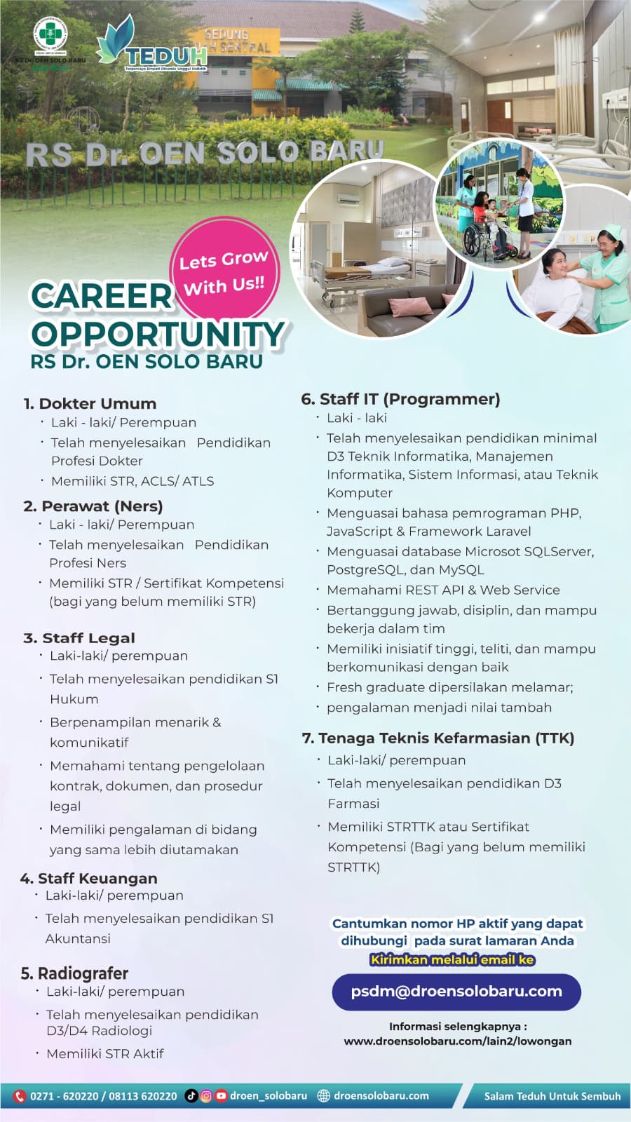 Flyer Tenaga Teknis Kefarmasian (TTK) di Rumah Sakit Dr. Oen